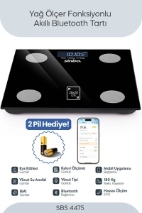 SBS-4475 Bluetooth Dijital Yağ Su Kas Vücut Kitle Endeksi Kilo Ölçer Tartı Baskül